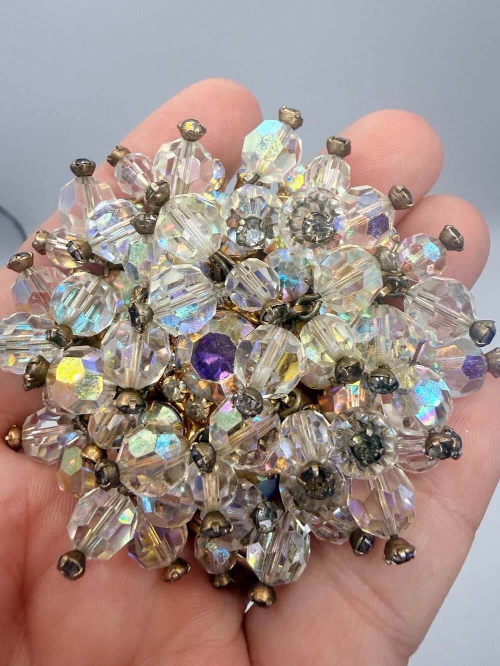 Vintage Aurora Borealis AB Crystal Cha Cha Brooch